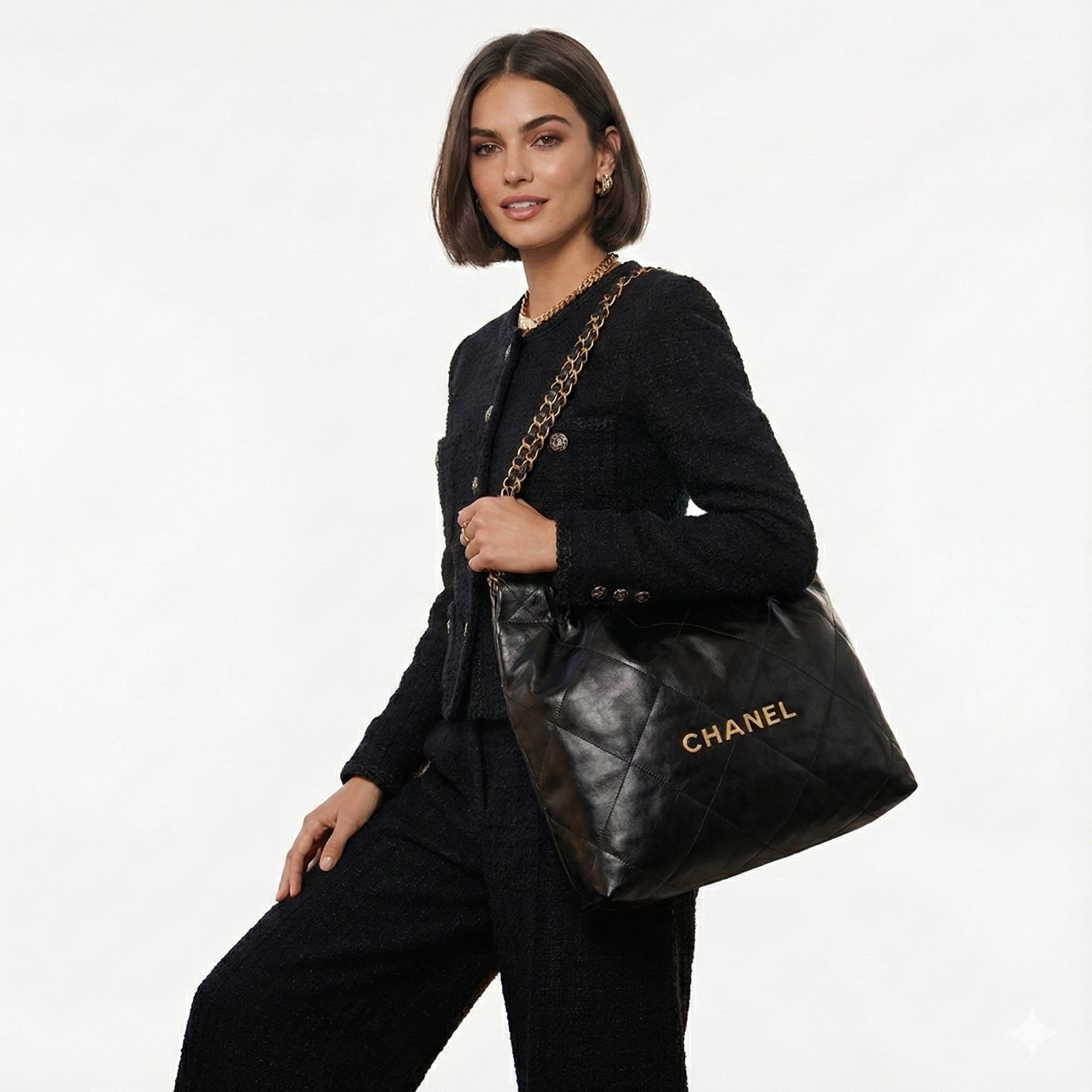 Chanel 22 Handbag – Medium – Black Shiny Calfskin