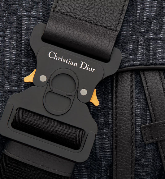 Saddle Bag - Black Dior Oblique Jacquard