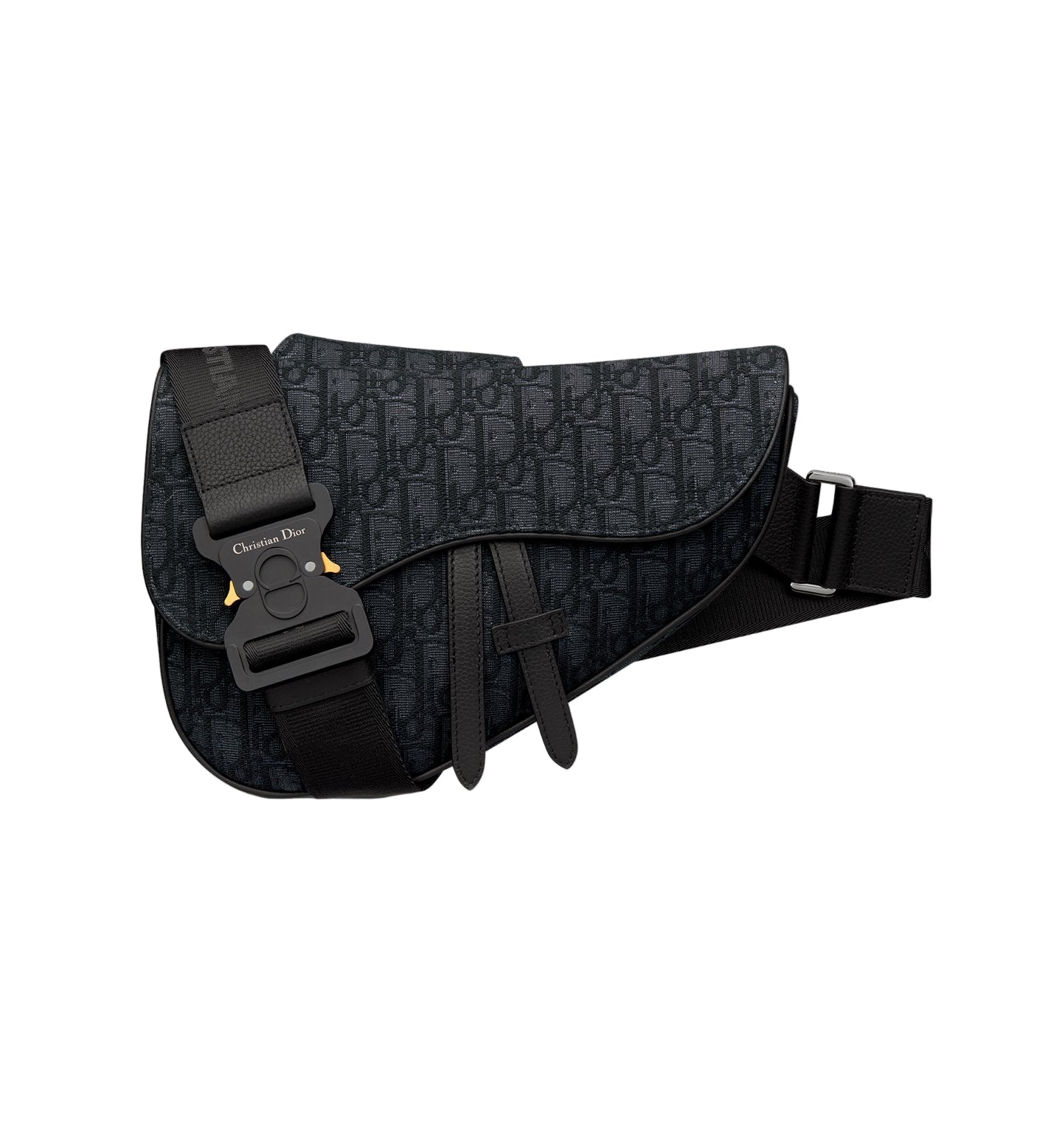 Saddle Bag - Black Dior Oblique Jacquard