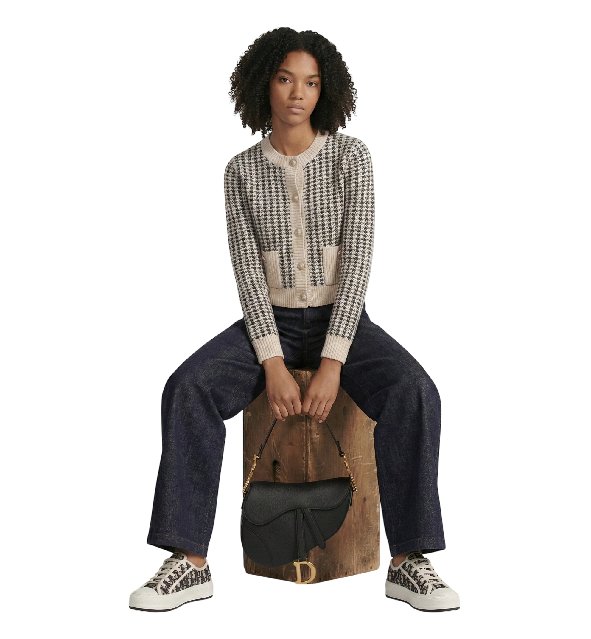 Saddle Bag with Strap - Black Grained Calfskin