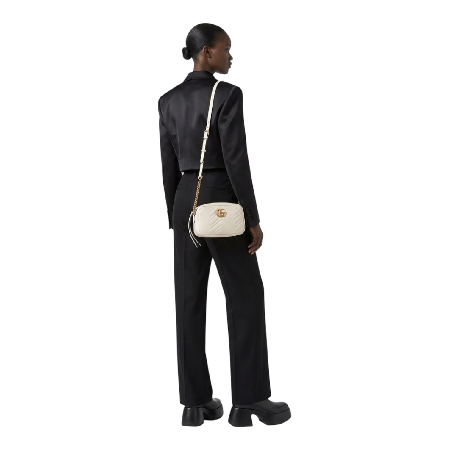 Gucci GG Marmont Small Camera Bag – White Matelassé Leather