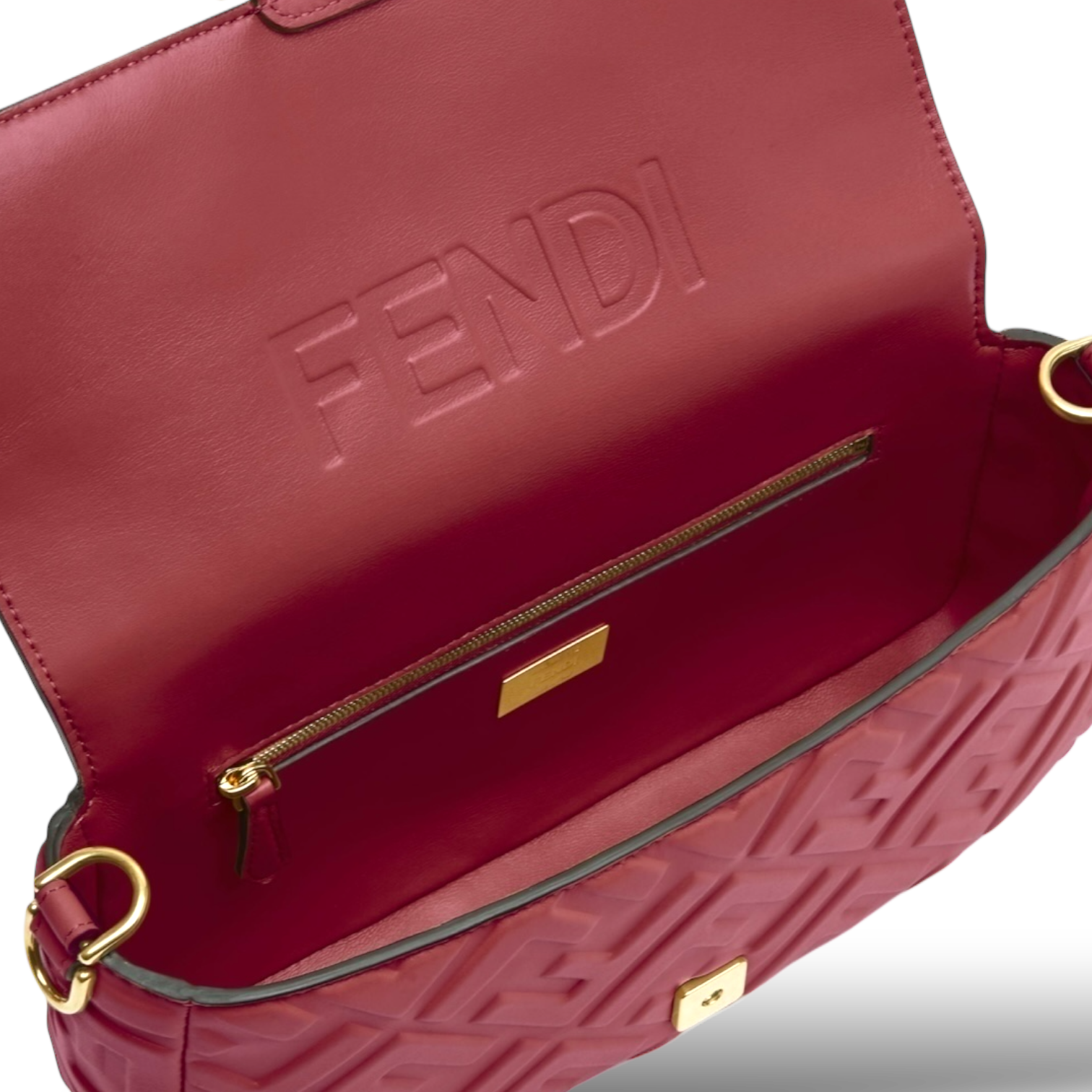 Fendi Baguette Medium – Burgundy Embossed FF Calfskin