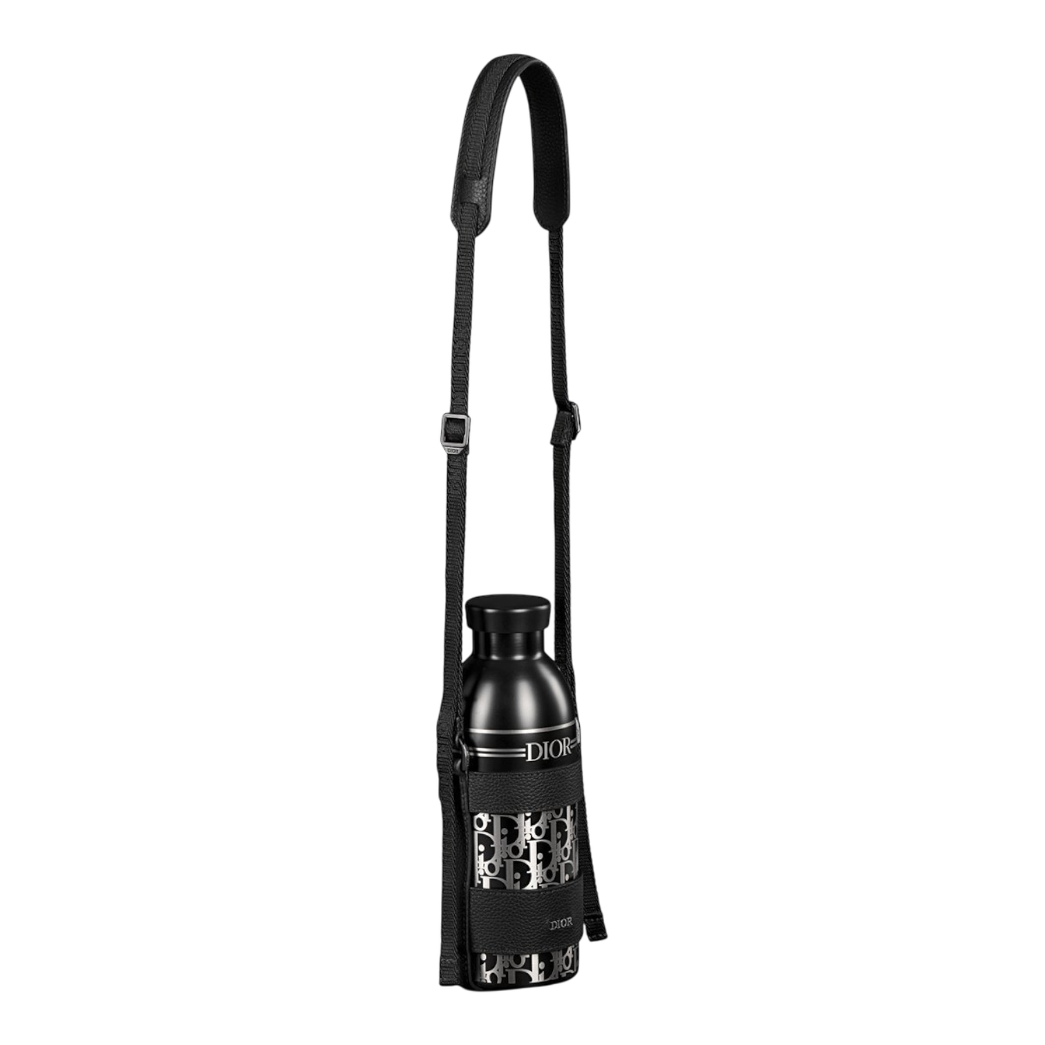 Dior Aqua Bottle with Shoulder Strap - Black Calfskin Dior Oblique