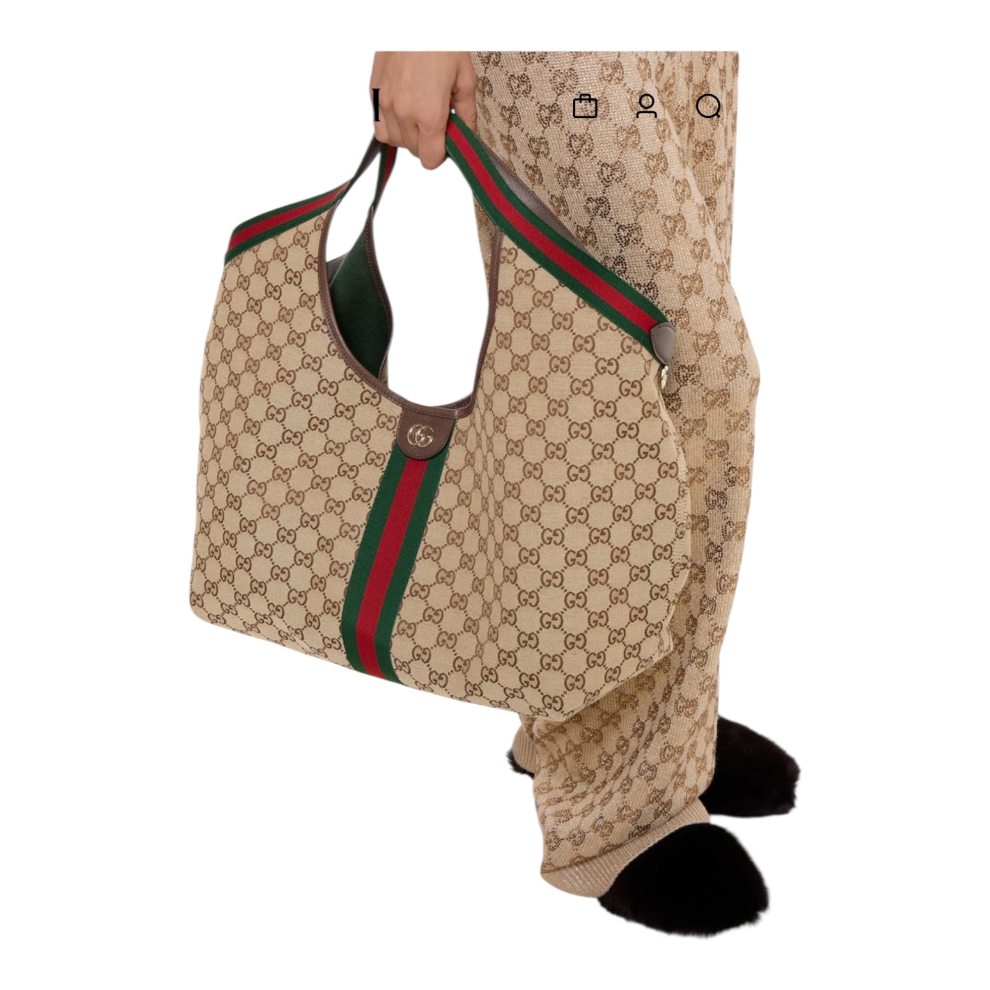 Gucci Giglio Large Tote Bag – Beige & Brown GG Supreme Canvas