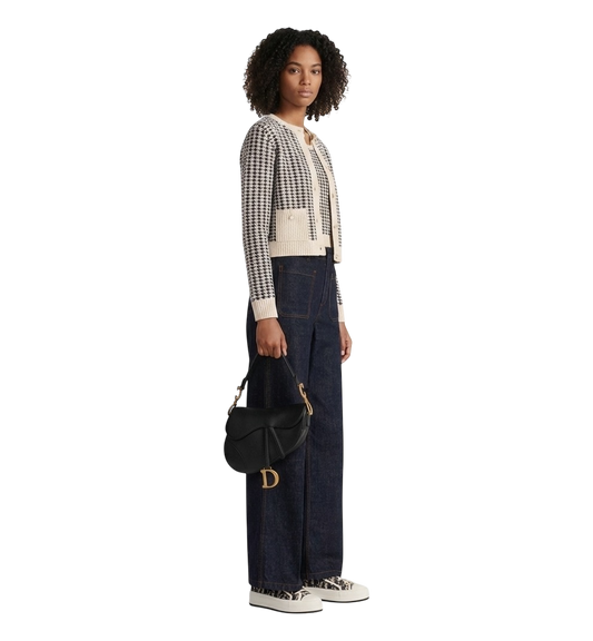 Saddle Bag with Strap - Black Grained Calfskin