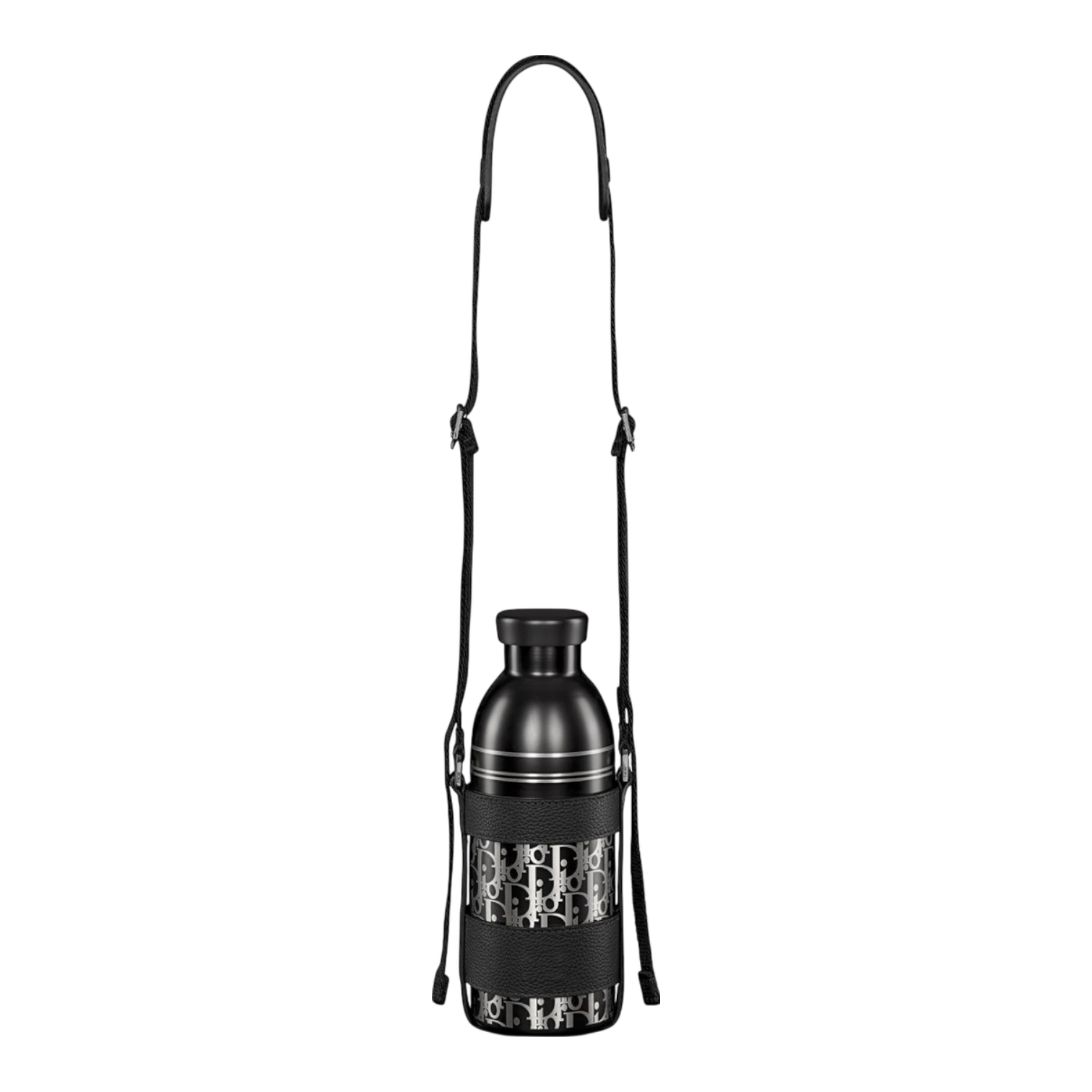 Dior Aqua Bottle with Shoulder Strap - Black Calfskin Dior Oblique