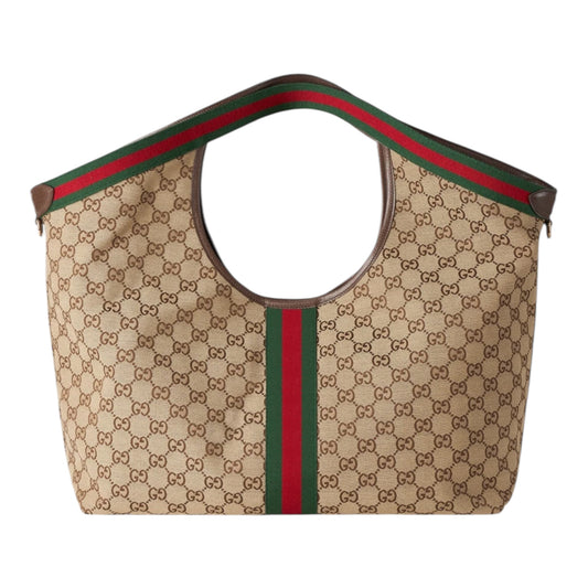 Gucci Giglio Large Tote Bag – Beige & Brown GG Supreme Canvas
