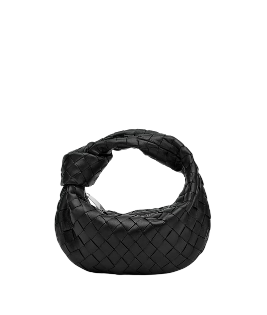 Bottega Veneta Mini Jodie – Black Intrecciato Leather