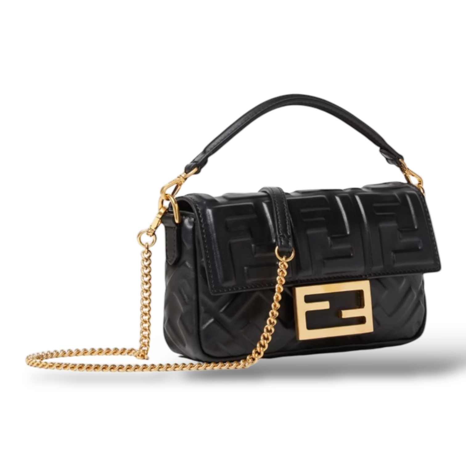 Fendi Baguette Mini – Black Embossed FF Calfskin