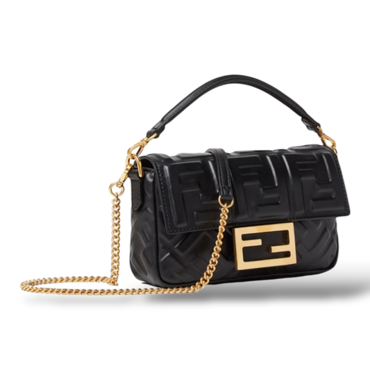 Fendi Baguette Mini – Black Embossed FF Calfskin