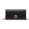 Fendi FF Diamonds Continental With Chain – Black Leather