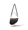 Saddle Bag with Strap - Black Grained Calfskin