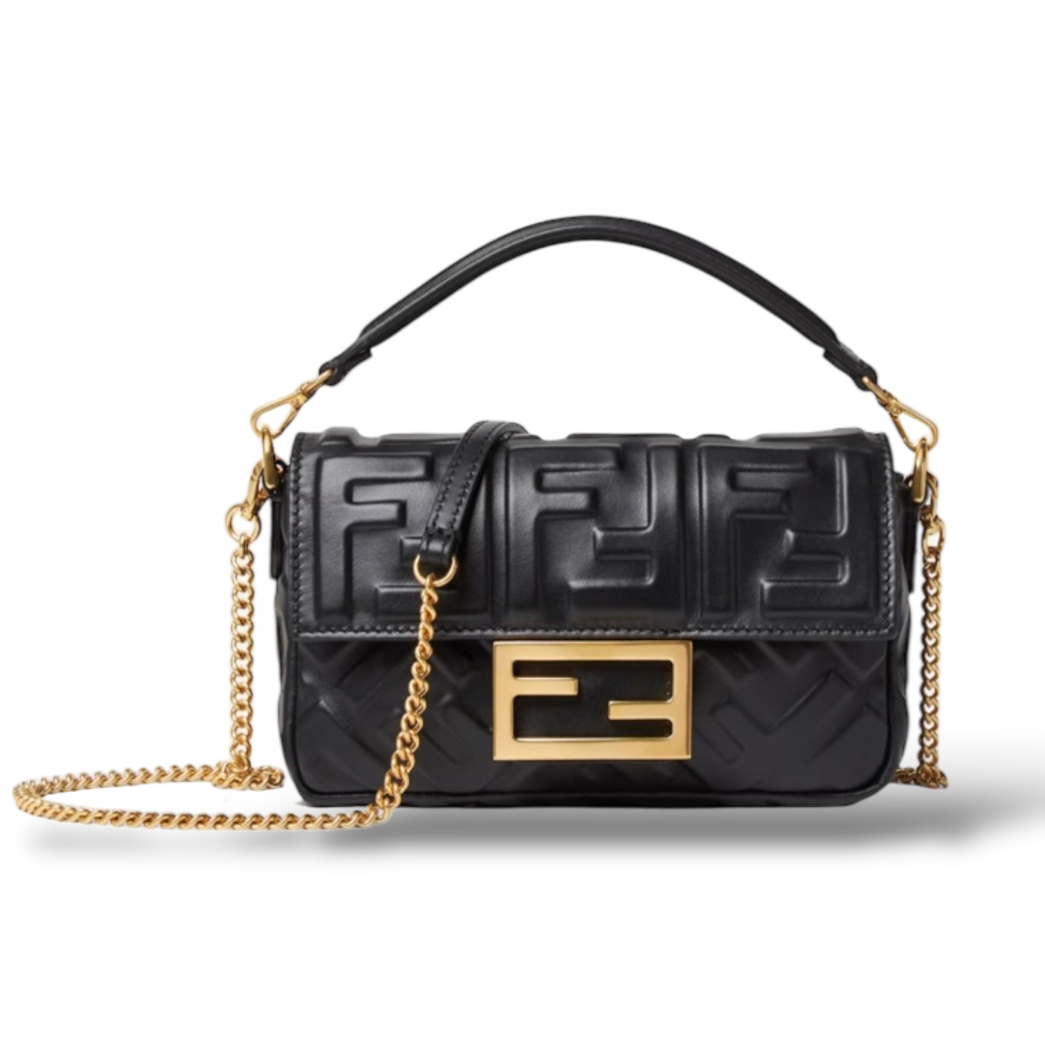 Fendi Baguette Mini – Black Embossed FF Calfskin