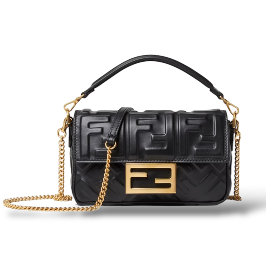 Fendi Baguette Mini – Black Embossed FF Calfskin