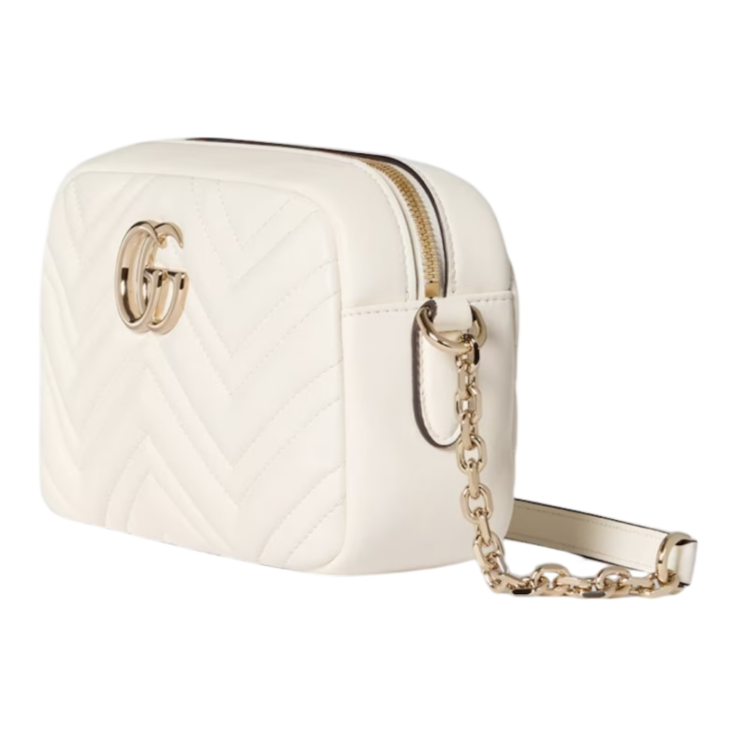 Gucci GG Marmont Small Camera Bag – White Matelassé Leather