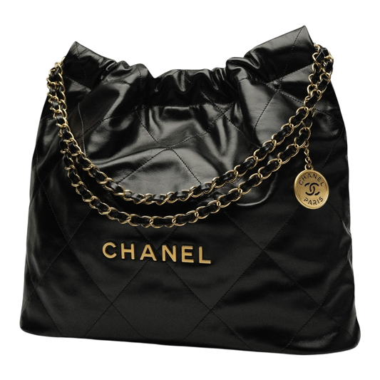 Chanel 22 Handbag – Medium – Black Shiny Calfskin
