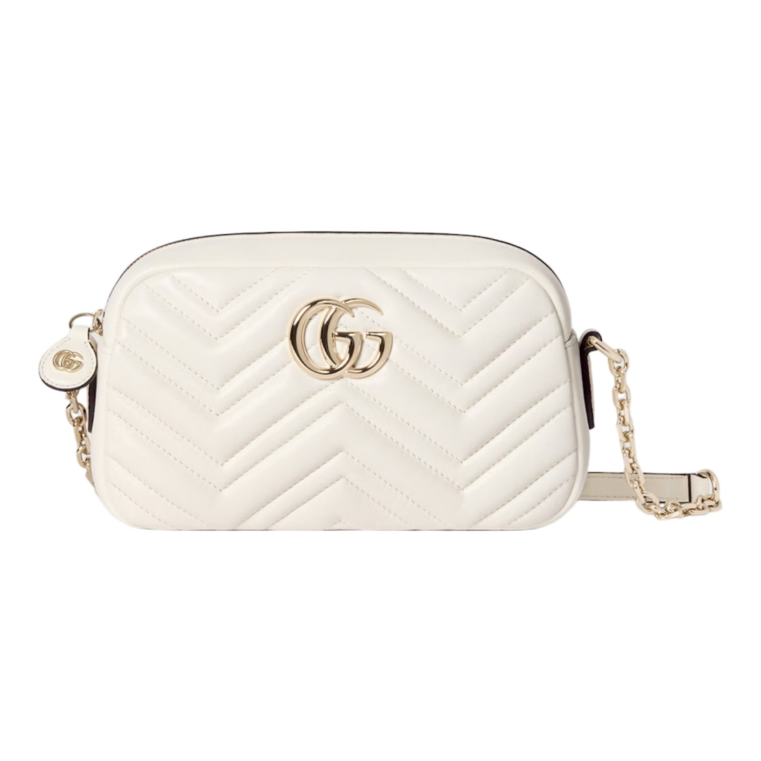 Gucci GG Marmont Small Camera Bag – White Matelassé Leather