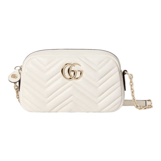 Gucci GG Marmont Small Camera Bag – White Matelassé Leather