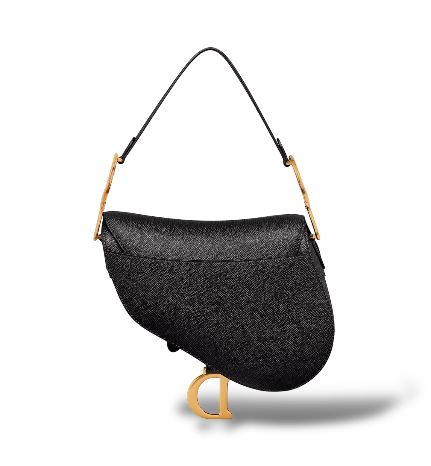 Saddle Bag with Strap - Black Grained Calfskin