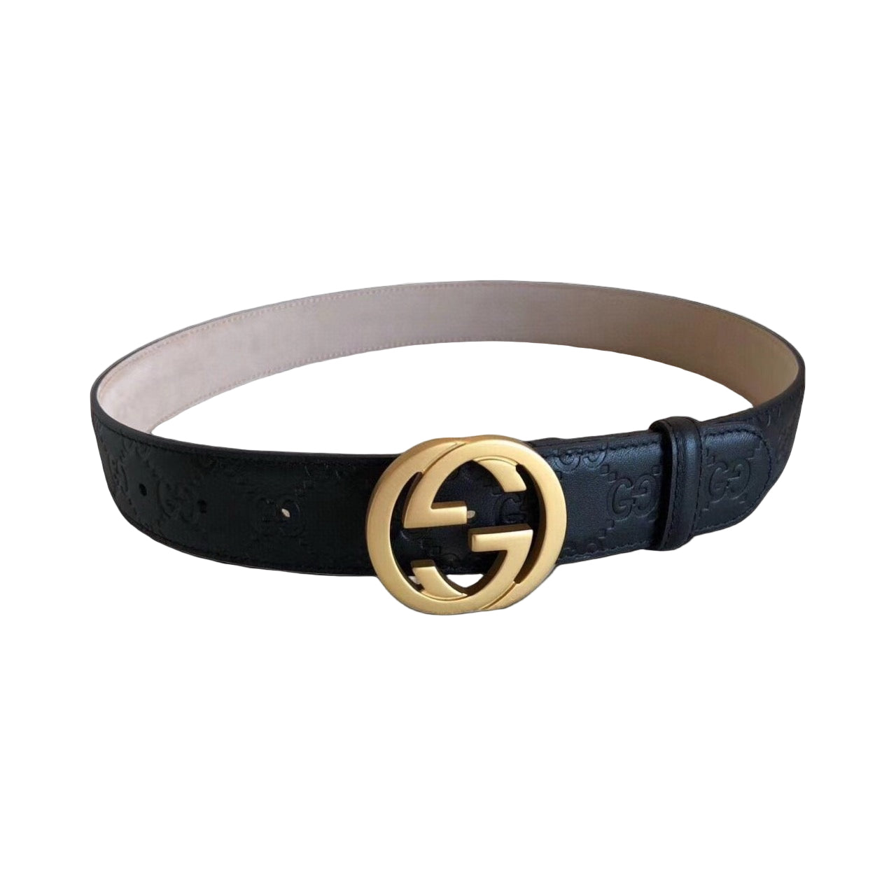 GG Marmont Belt - Black Embossed Leather Gold Double-G Buckle